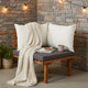 Roma Outdoor Modular Corner Chair, White Fabric, Solid Acacia Wood