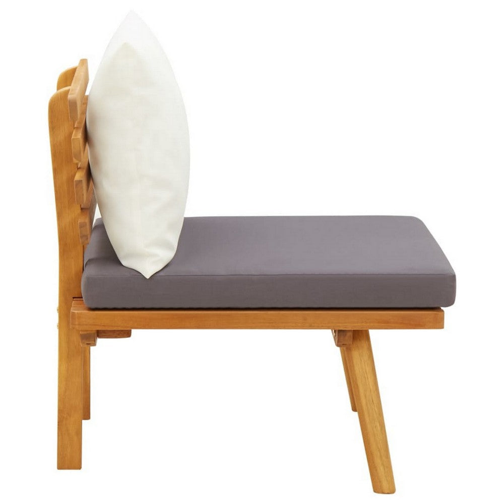 Roma Outdoor Modular Armless Chair White Fabric Brown Acacia Wood BM325856