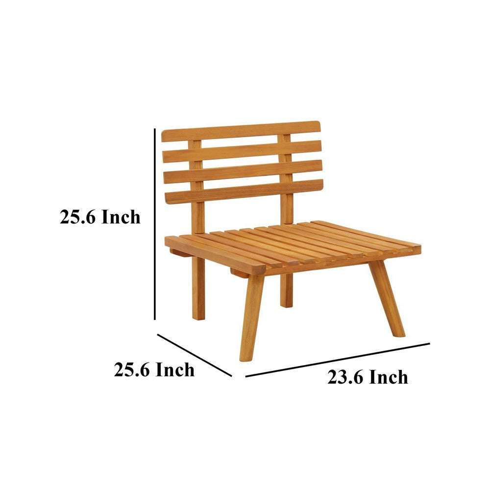 Roma Outdoor Modular Armless Chair White Fabric Brown Acacia Wood BM325856