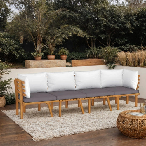 Roma 4pc Outdoor Modular Sofa Set, Solid Acacia Wood