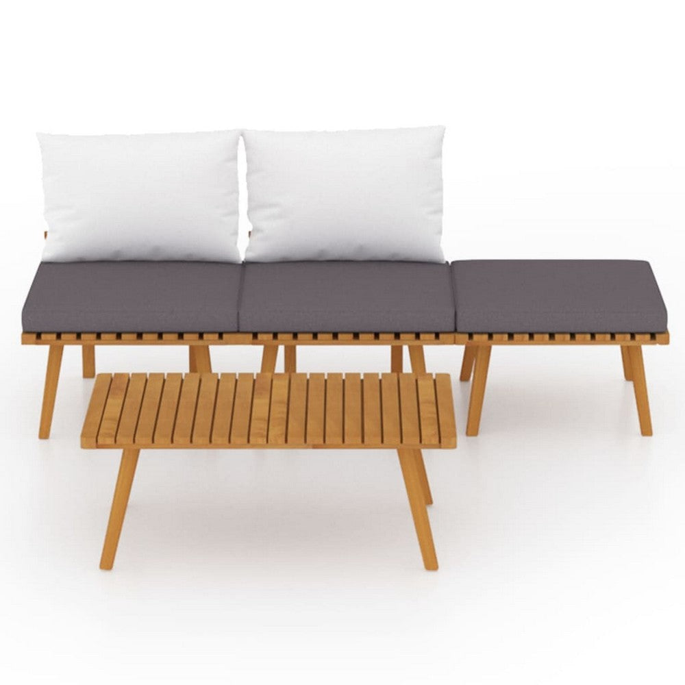 Roma 4pc Outdoor Modular Sofa Set Coffee Table Footrest Acacia Wood BM325858