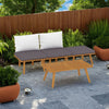 Roma 4pc Outdoor Modular Sofa Set, Coffee Table, Footrest, Acacia Wood