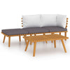 Roma 4pc Outdoor Modular Corner Sofa Set, Coffee Table, Footrest, Wood