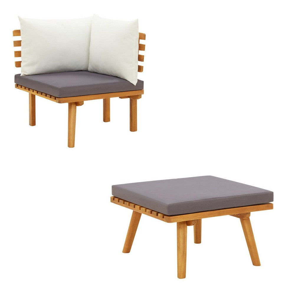 Roma 9pc Outdoor Modular Corner L Sofa w Coffee Table Footrest Wood BM325860