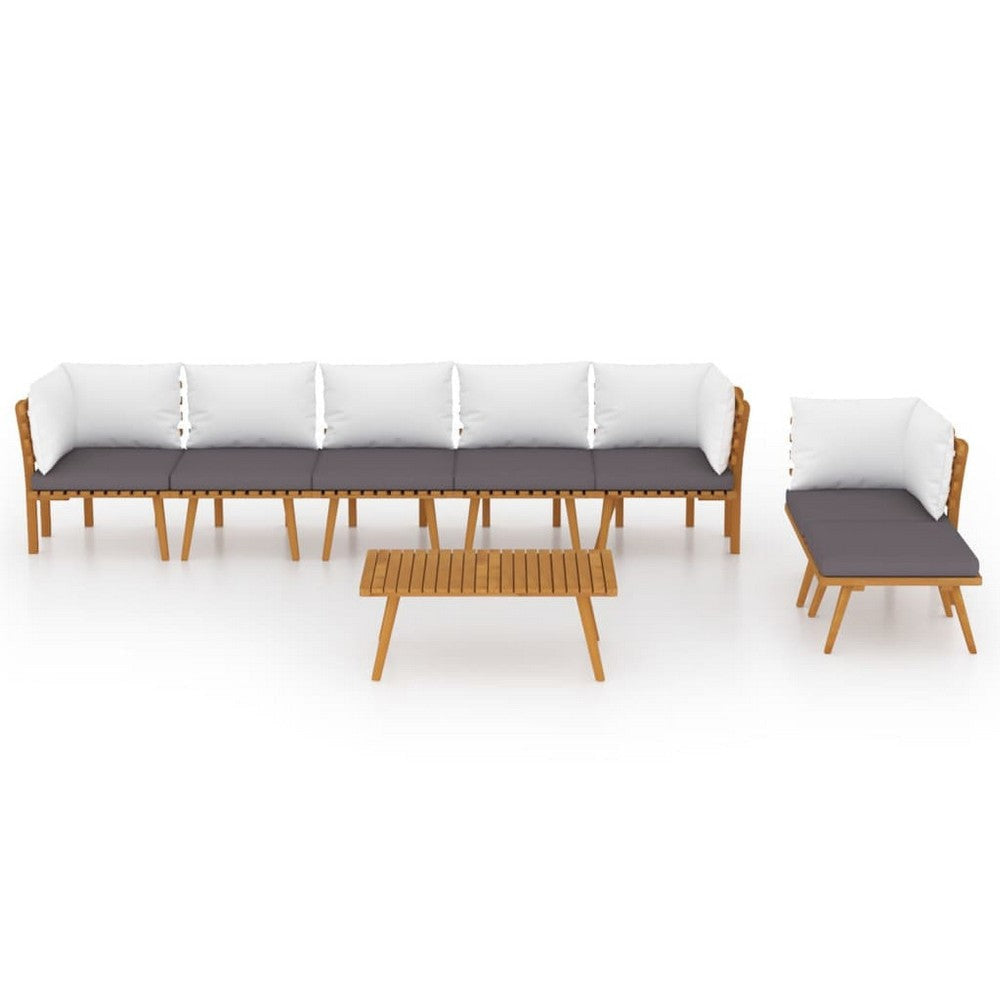 Roma 8pc Outdoor Modular Corner Sofa Set Coffee Table Acacia Wood BM325862