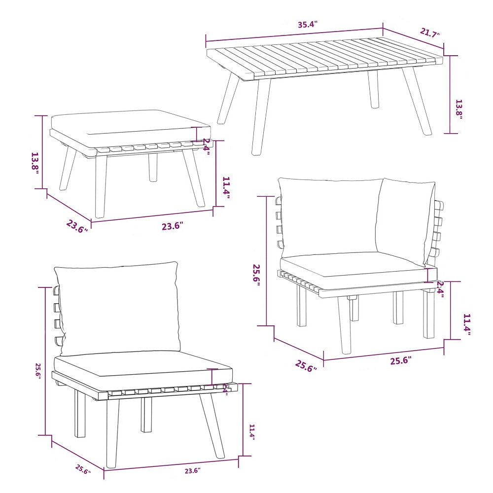 Roma 8pc Outdoor Modular Corner Sofa Set Coffee Table Acacia Wood BM325862