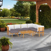 Roma 8pc Outdoor Modular Corner Sofa Set, Coffee Table, Acacia Wood
