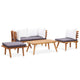 Roma 5pc Outdoor Modular Corner Sofa Set Coffee Table Footrest Wood BM325863