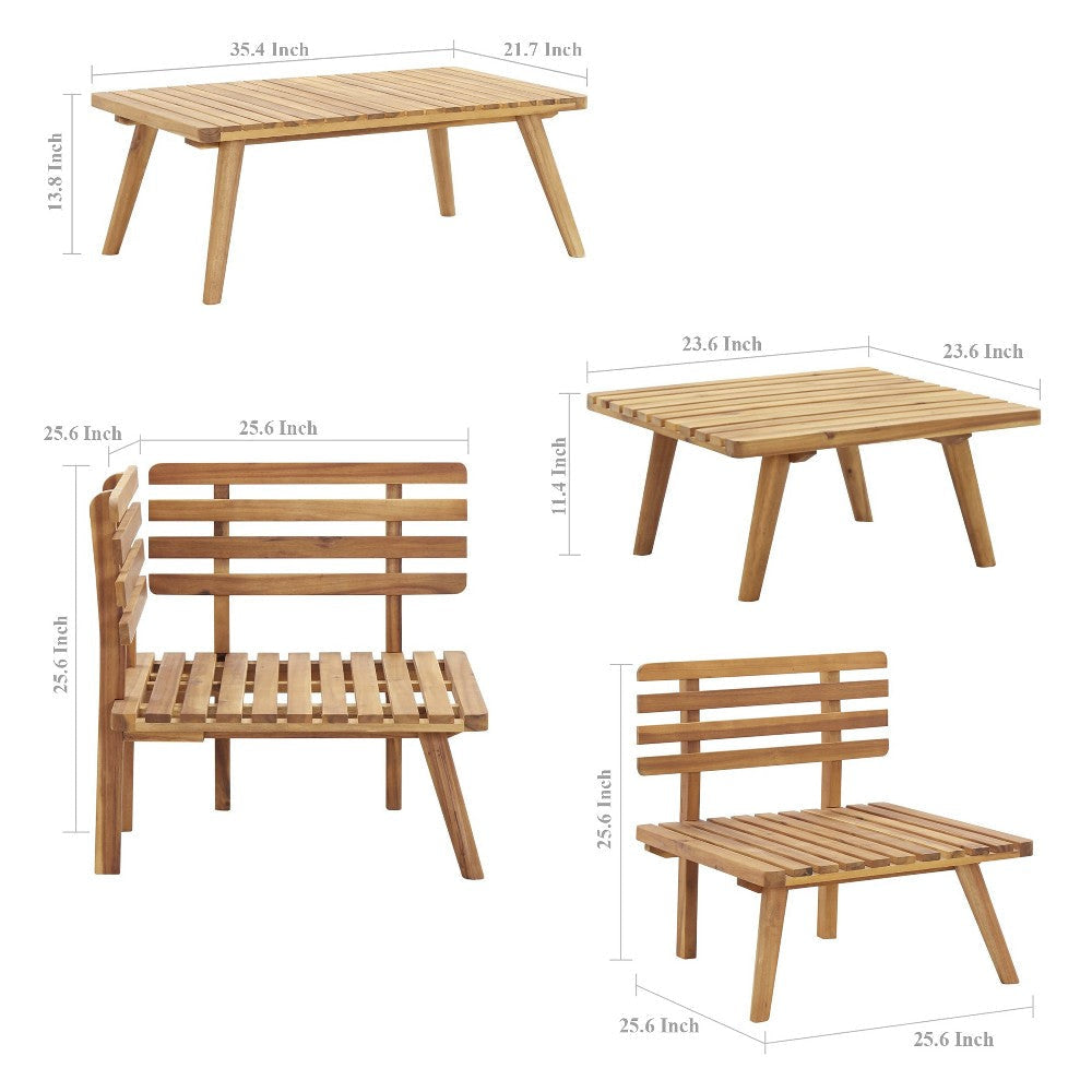 Roma 5pc Outdoor Modular Corner Sofa Set Coffee Table Footrest Wood BM325863