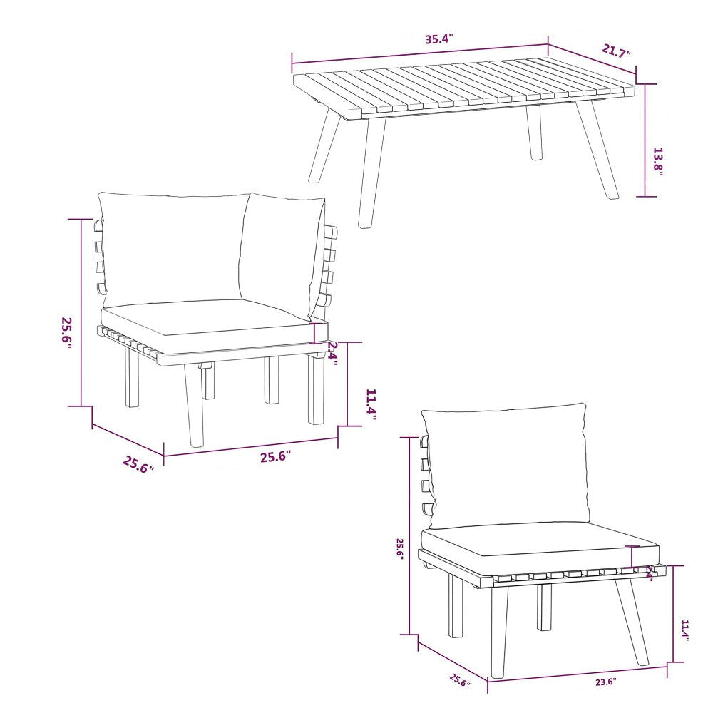Roma 7pc Outdoor Modular Corner Sofa Set Coffee Table Acacia Wood BM325864