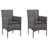 Gil Outdoor Dining Chair Set of 2, Gray Cushions and Poly Rattan