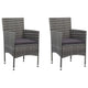 Gil Outdoor Dining Chair Set of 2, Gray Cushions and Poly Rattan