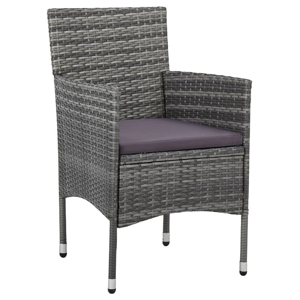 Gil Outdoor Dining Chair Set of 2 Gray Cushions and Poly Rattan BM325866