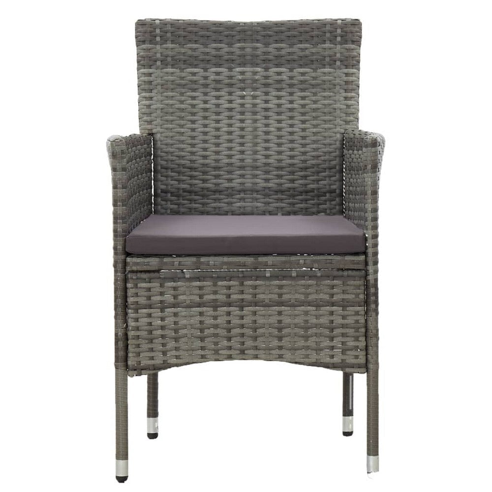 Gil Outdoor Dining Chair Set of 2 Gray Cushions and Poly Rattan BM325866