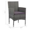 Gil Outdoor Dining Chair Set of 2 Gray Cushions and Poly Rattan BM325866