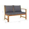 Outdoor Bench Gray Fabric Cushions Slatted Brown Solid Acacia Wood BM325867