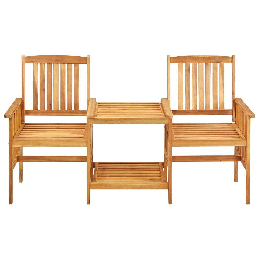 3pc Outdoor Tea Table and Chairs Set Anthracite Gray Acacia Wood BM325869