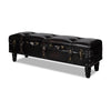Storage Bench Ottoman, Solid Wood, Black Tufted Faux Leather, 44 Inch
