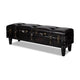Storage Bench Ottoman, Solid Wood, Black Tufted Faux Leather, 44 Inch