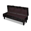 Storage Bench Ottoman Solid Wood Black Tufted Faux Leather 44 Inch BM325870