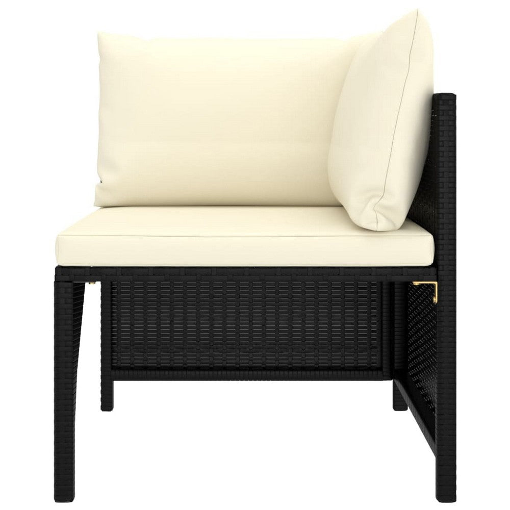 Nilo Outdoor Modular Sectional Corner Sofa Seat Cream Black Rattan BM325872
