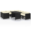 Nilo 9pc Outdoor Modular Corner Sofa Set w Dining Table, Black Rattan