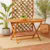 Outdoor Folding Dining Table, Slatted, X Legs, 63 Inch Brown Wood