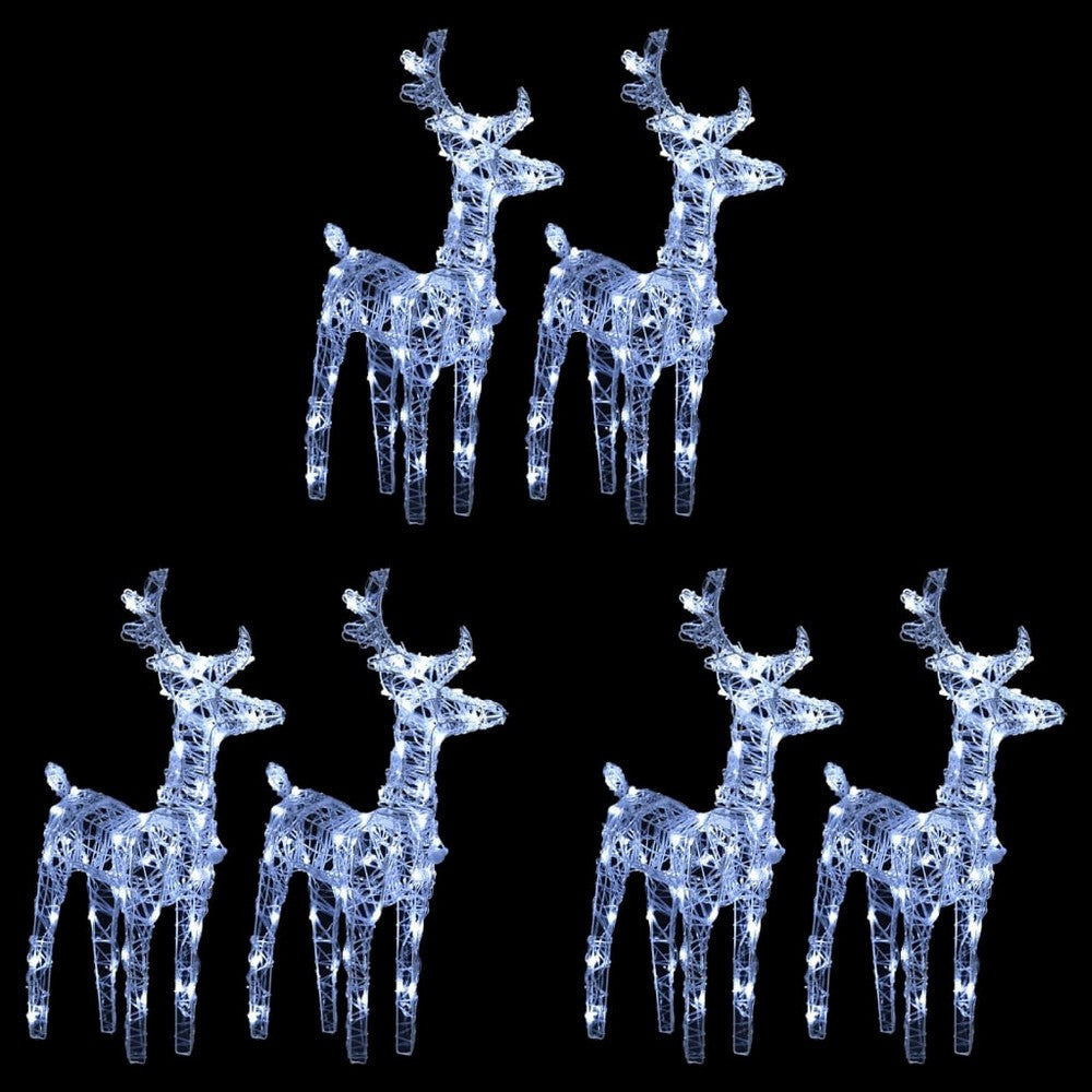 6pc Set Outdoor Christmas Reindeer with 240 Cool White LED Lights