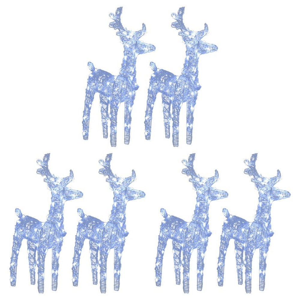 6pc Set Outdoor Christmas Reindeer with 240 Cool White LED Lights BM325879