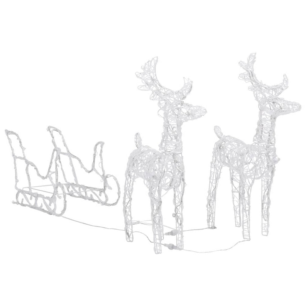 2pc Outdoor Christmas Reindeer with Sleigh 160 Warm White LED Lights BM325880