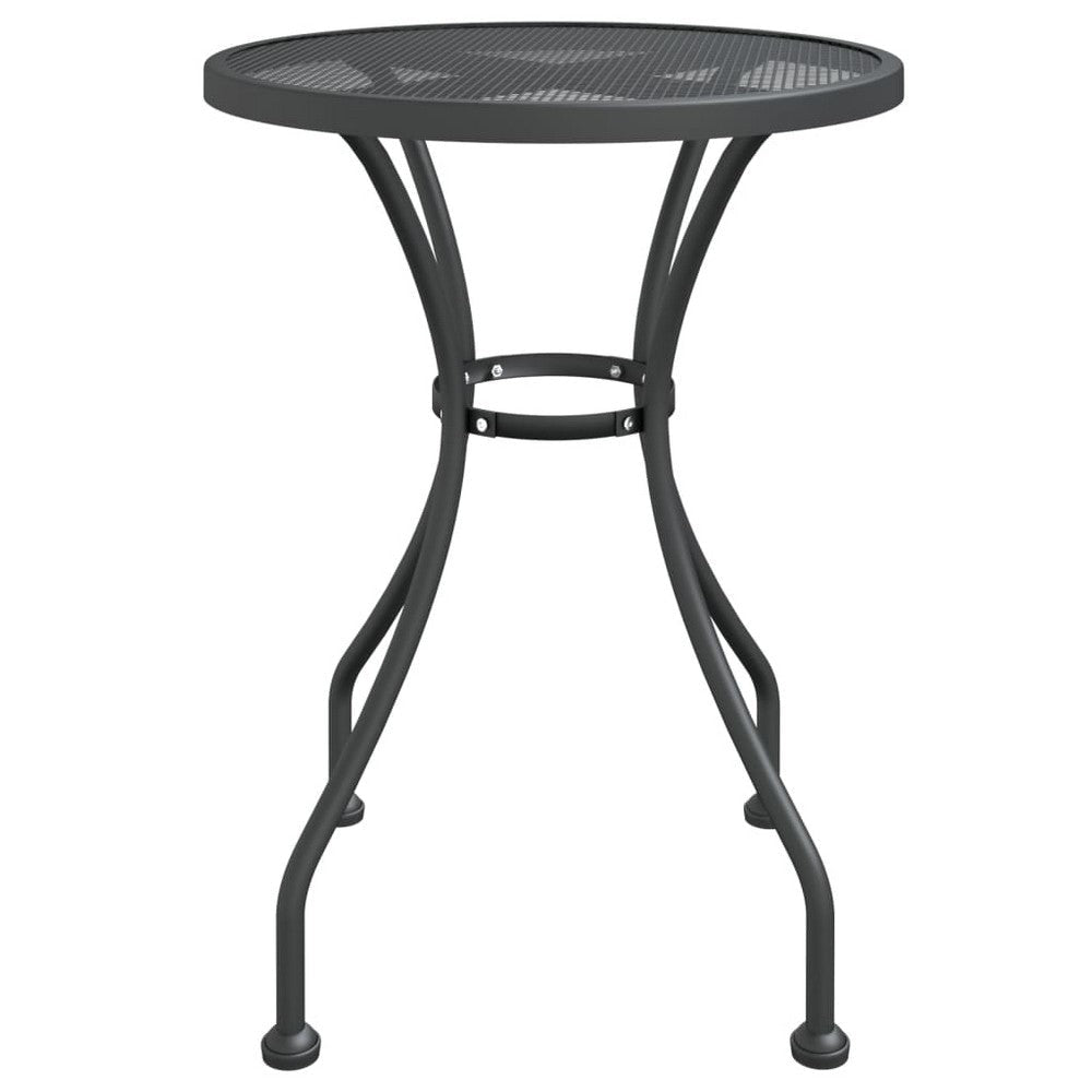 Outdoor Dining Breakfast Table 28 Inch Round Tabletop Gray Metal BM325882