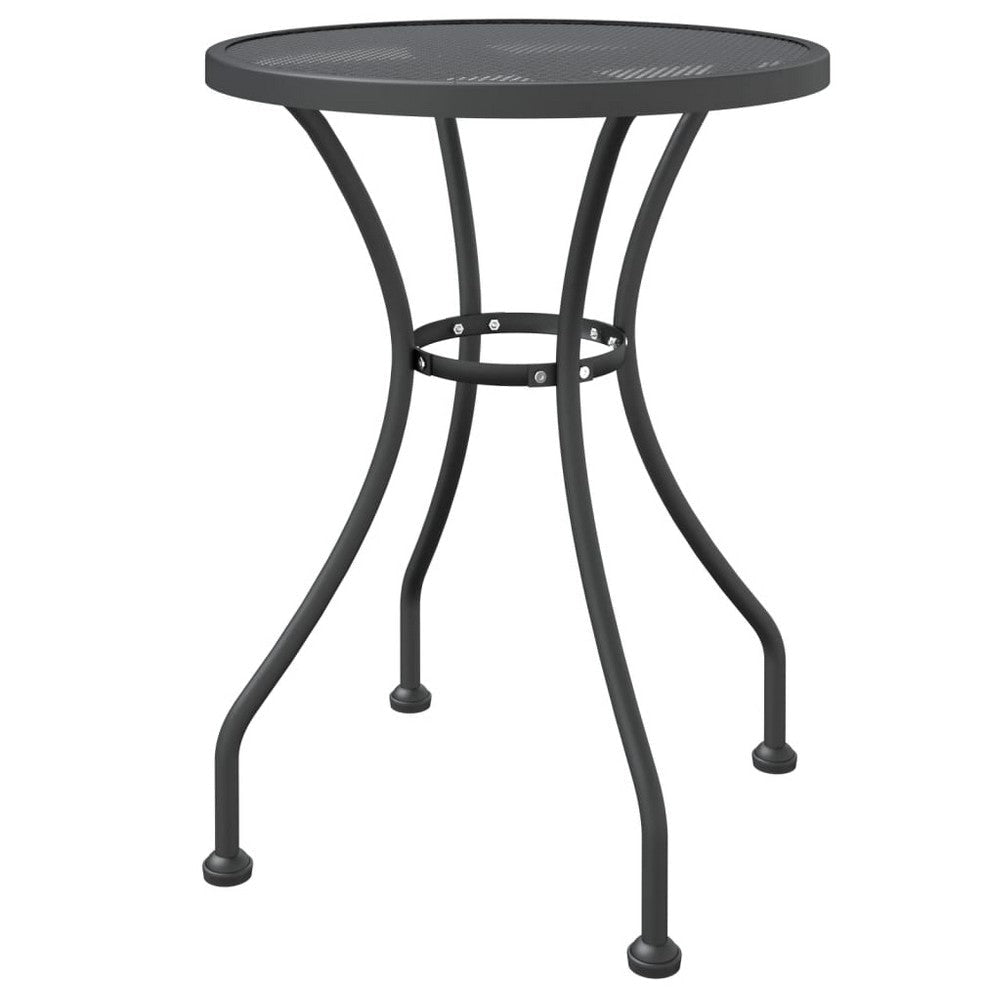 Outdoor Dining Breakfast Table 28 Inch Round Tabletop Gray Metal BM325882