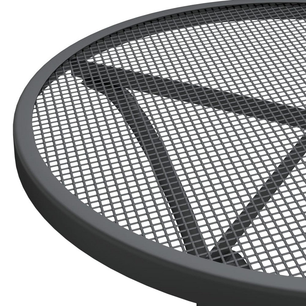 Outdoor Dining Breakfast Table 28 Inch Round Tabletop Gray Metal BM325882
