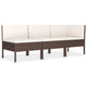 3pc Outdoor Modular Sofa Set Cushions Cream White Brown Poly Rattan BM325887