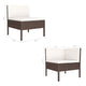 3pc Outdoor Modular Sofa Set Cushions Cream White Brown Poly Rattan BM325887