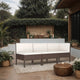 3pc Outdoor Modular Sofa Set, Cushions, Cream White, Brown Poly Rattan