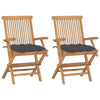 Outdoor Accent Chair Set of 2, Folding Design, Gray, Brown Teak Wood