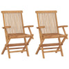 Outdoor Accent Chair Set of 2 Folding Design Gray Brown Teak Wood BM325889