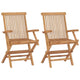Outdoor Accent Chair Set of 2 Folding Design Gray Brown Teak Wood BM325889