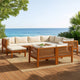 10pc Outdoor Modular Sofa Set, Coffee Table, Solid Acacia Wood, Cream