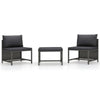 3pc Outdoor Modular Sofa Set with Ottoman Gray Rattan and Polyester BM325893