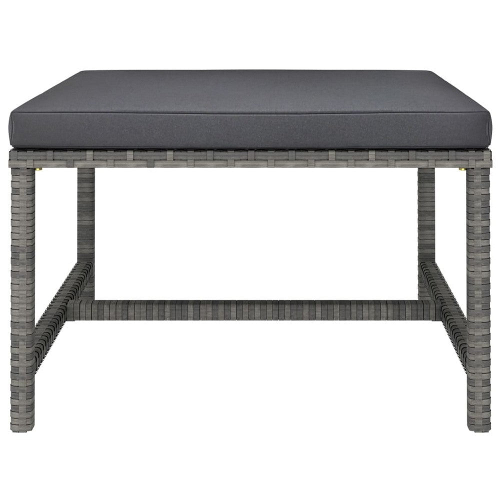 3pc Outdoor Modular Sofa Set with Ottoman Gray Rattan and Polyester BM325893