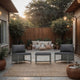 3pc Outdoor Modular Sofa Set with Ottoman, Gray Rattan and Polyester
