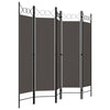 5 Panel Folding Room Divider Screen 79 Inch Tall Gray Iron Polyester BM325894
