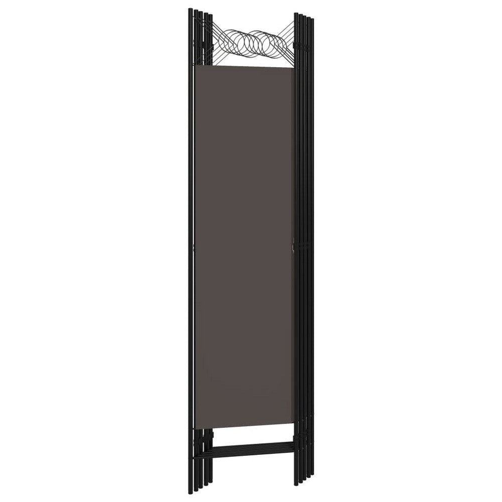 5 Panel Folding Room Divider Screen 79 Inch Tall Gray Iron Polyester BM325894