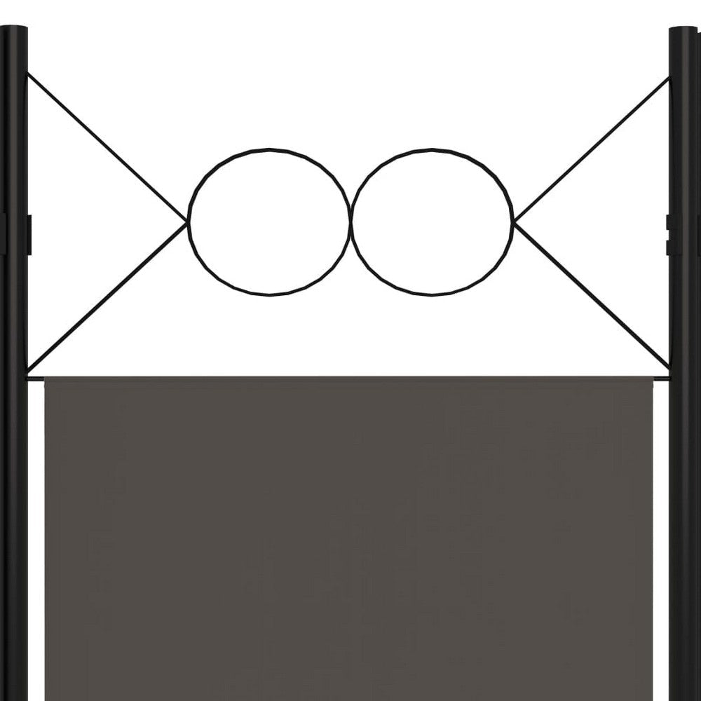 5 Panel Folding Room Divider Screen 79 Inch Tall Gray Iron Polyester BM325894