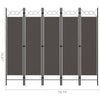 5 Panel Folding Room Divider Screen 79 Inch Tall Gray Iron Polyester BM325894