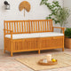 Outdoor Storage Bench, 58 Inch Brown Acacia Wood, Cream White Cushion