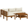 Lina 5pc Outdoor Modular Sofa and Coffee Table Set, Brown Acacia Wood