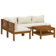 Lina 5pc Outdoor Modular Sofa and Coffee Table Set, Brown Acacia Wood